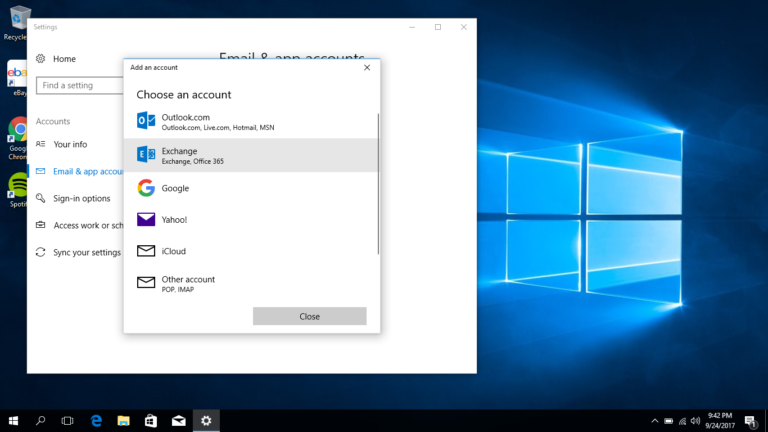 Kolab Now KB: Windows 10 Mail Add Exchange Account